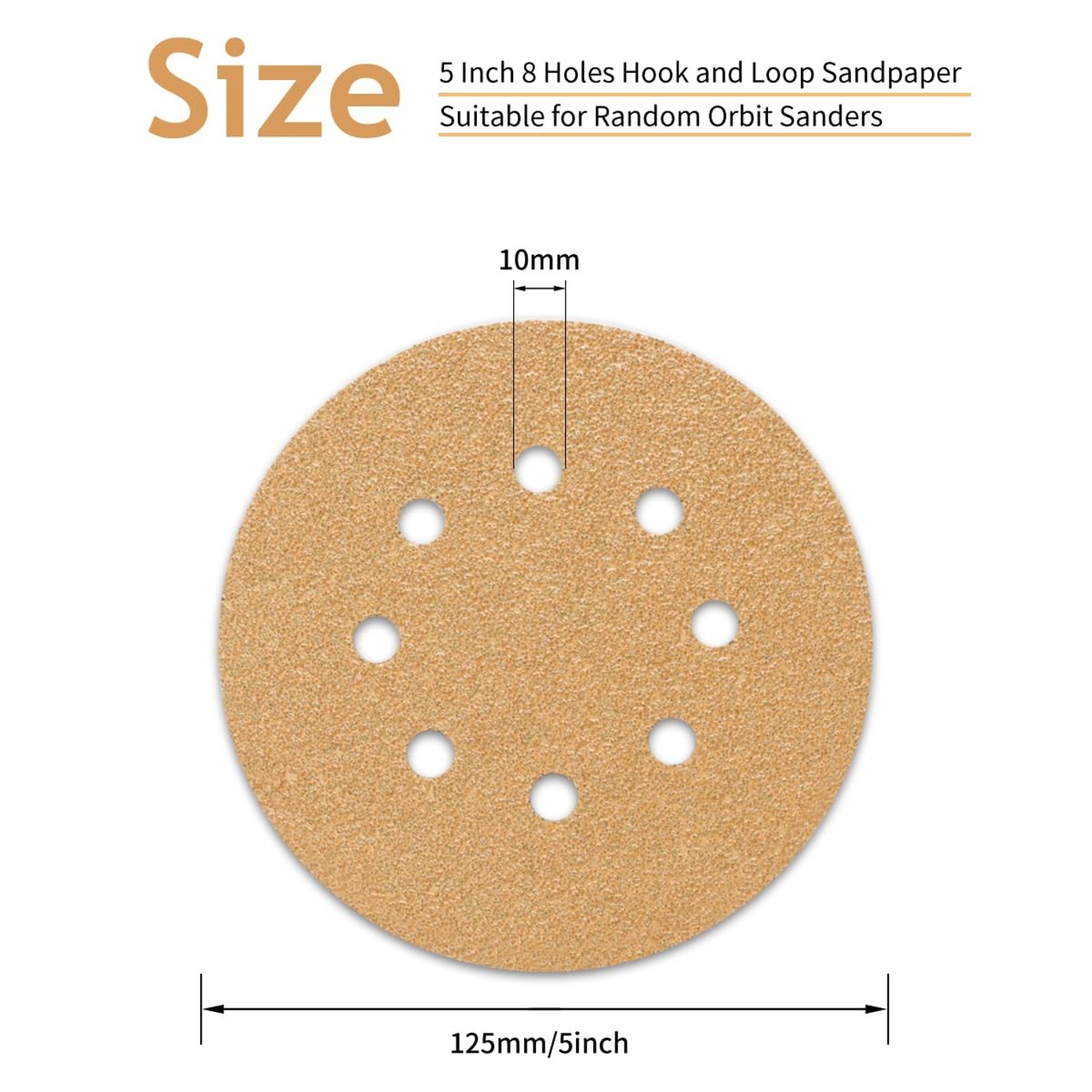 50 PCS 5 Inch 8 Hole Sanding Discs, Hook and Loop 60 80 120 220 320 Assorted ...