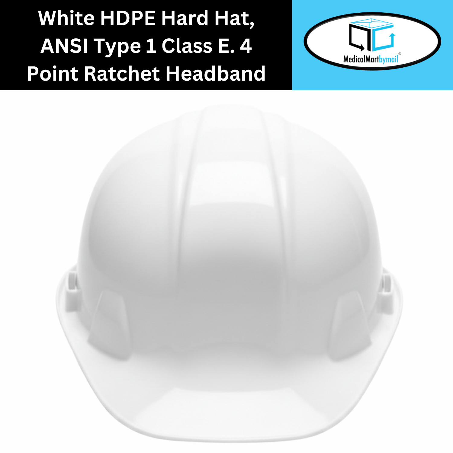 16 Each White HDPE Hard Hat, ANSI Type 1 Class E - 4 Point Ratchet Headband