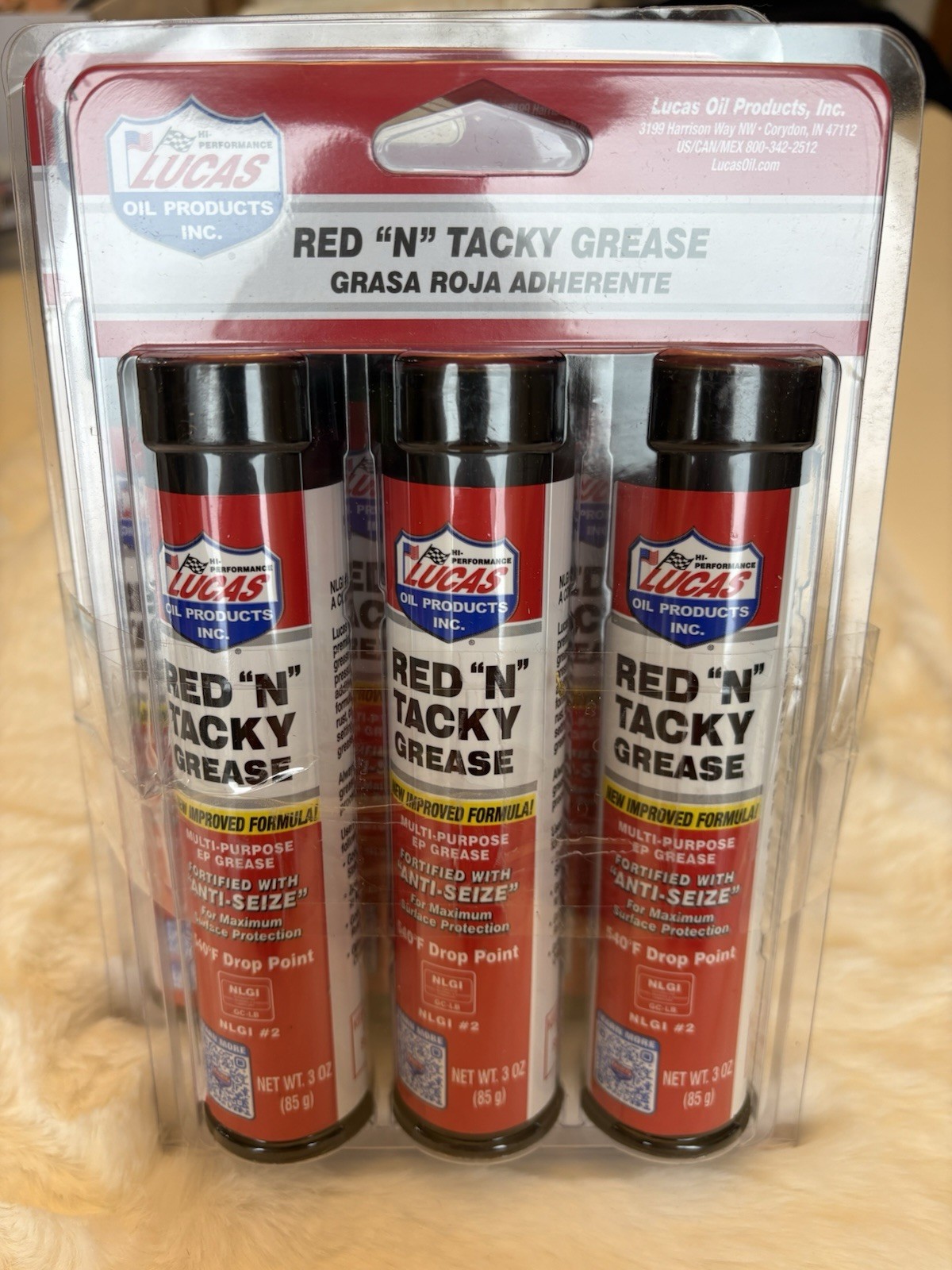 6 Pack Lucas Oil Products Red N Tacky Grease 3oz Each New In Package Lot of 6