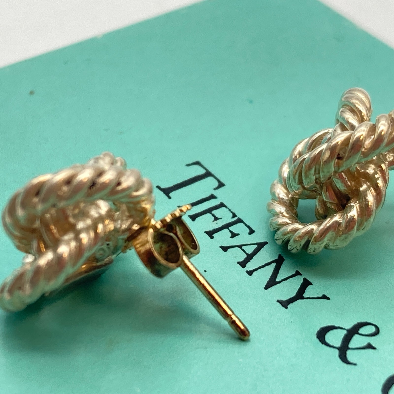 Tiffany & Co. Twist Rope Stud Earrings Gold Silver 7.0g