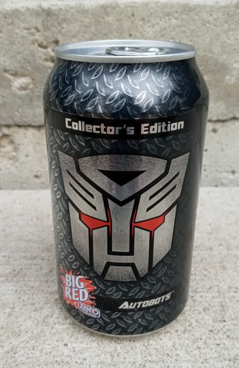 1 Full ~ BIG RED ZERO SODA Can ~ TRANSFORMERS Autobot BUMBLEBEE (my id: F)