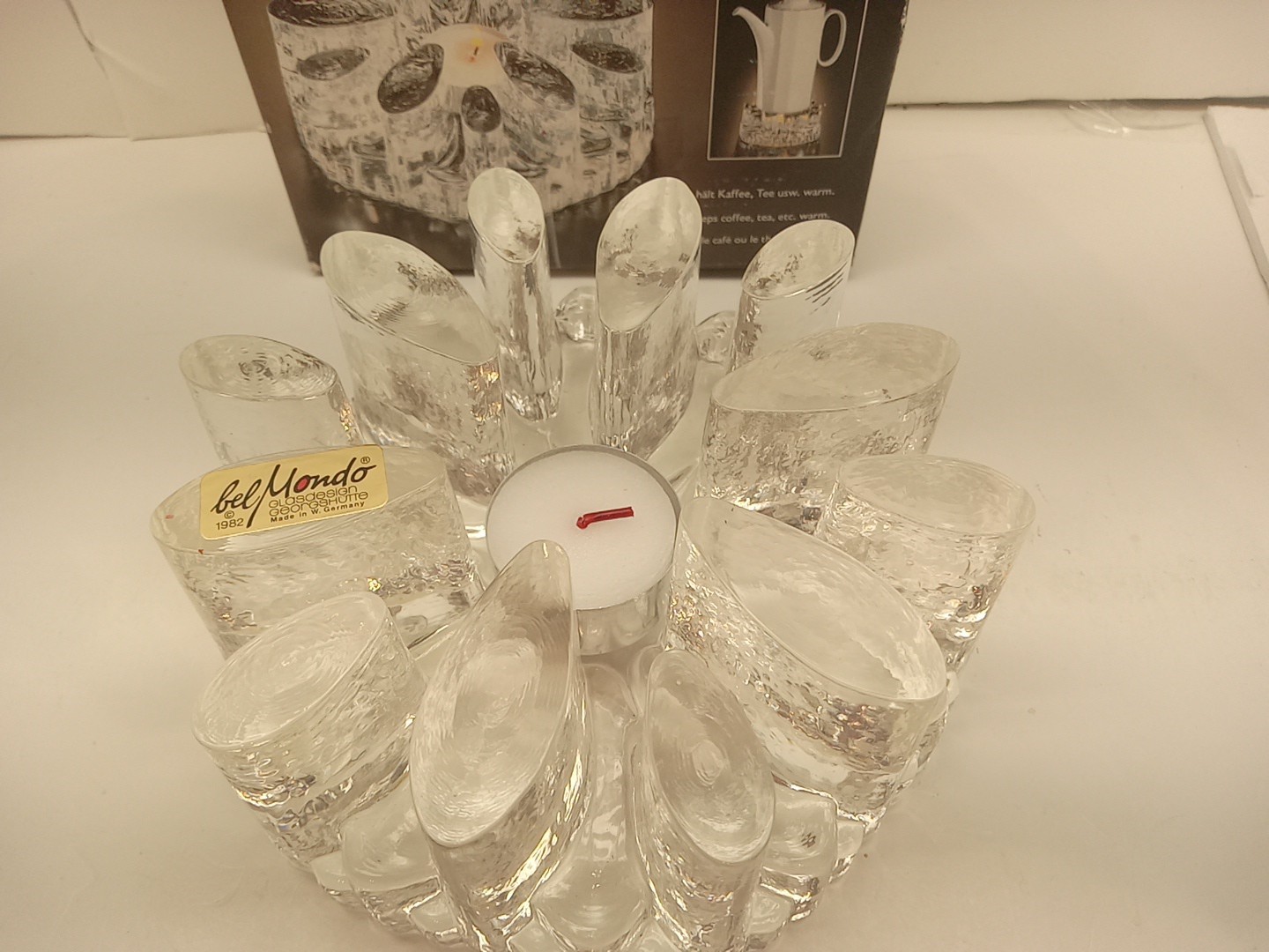 Vintage 1982 Bel Mondo Glasdesign Georgeshuttle Tea Light - New Open Box