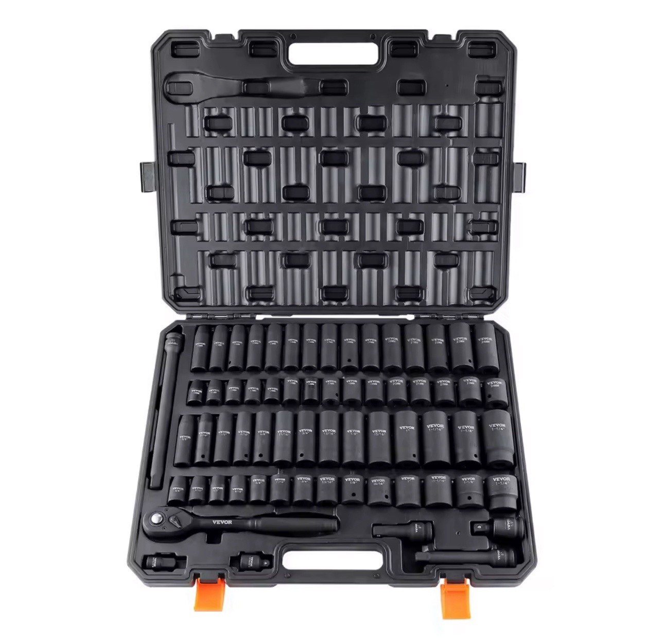 65pcs Impact Socket Set 1/2” Cr-V Steel Ratchet Wrench Kit Case