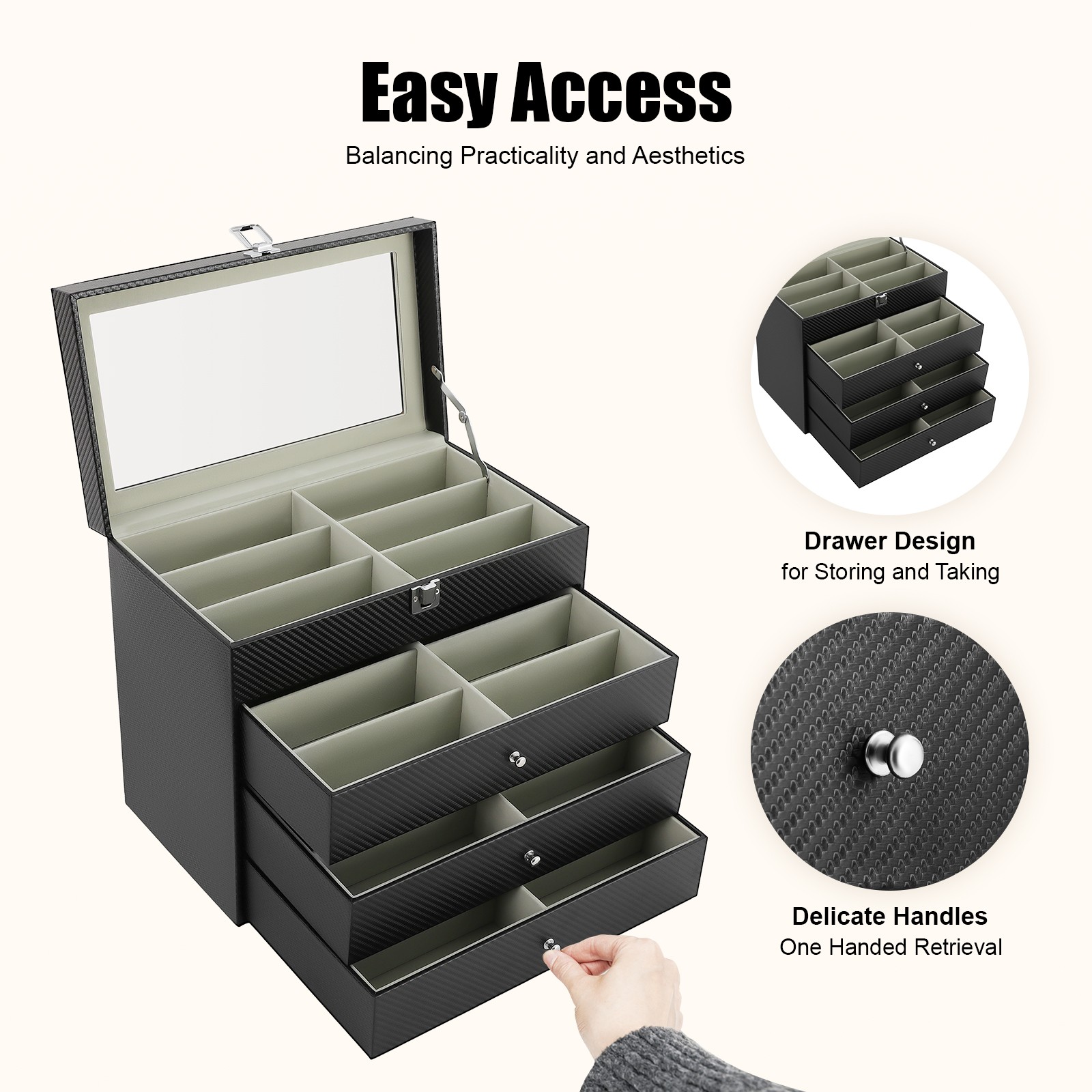 24-Slots Multiple Glasses Organizer Eyeglass Sunglass Storage Box Display Holder