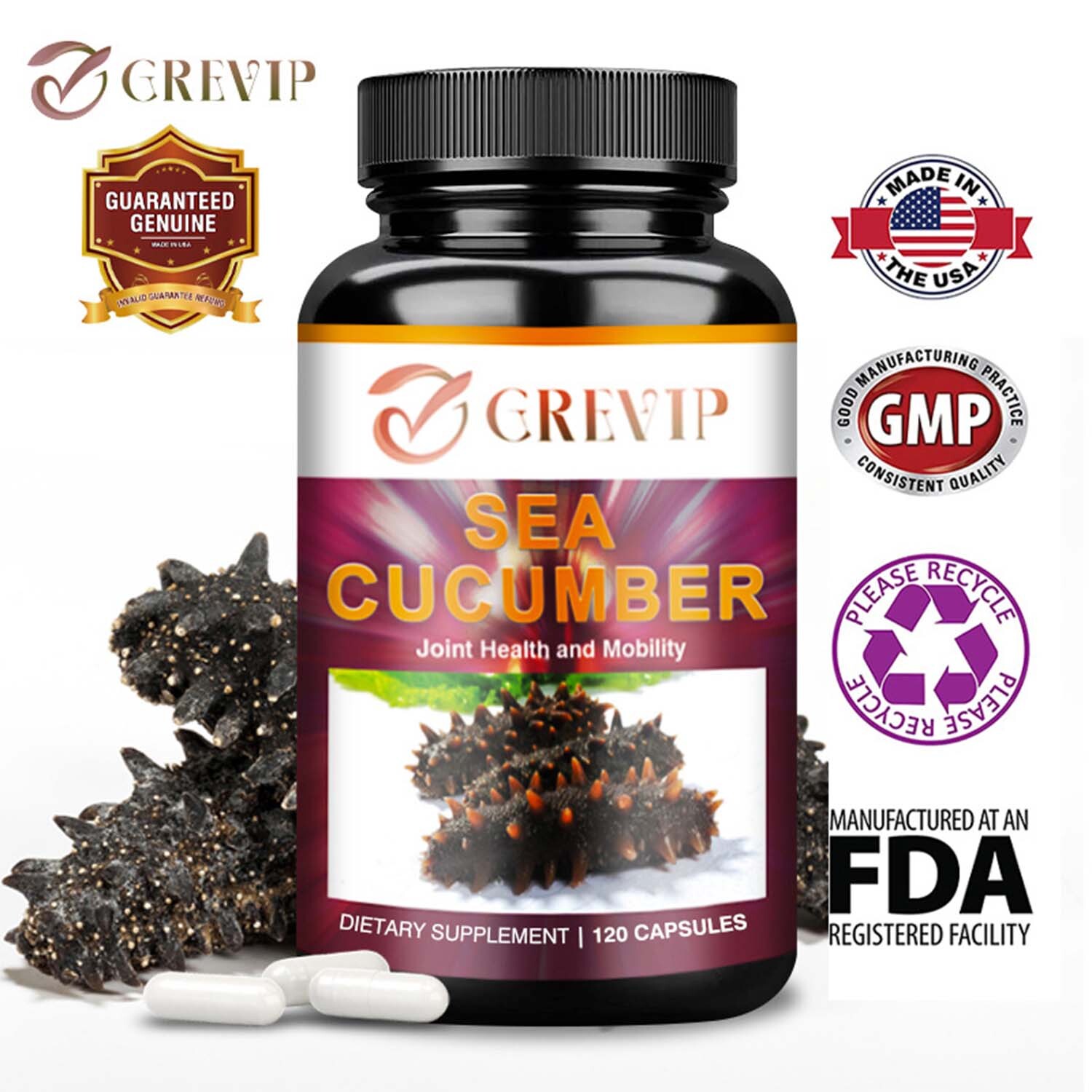 120pcs Sea Cucumber 1000mg - Bones & Joint Immune Support, Anti-inflammatory