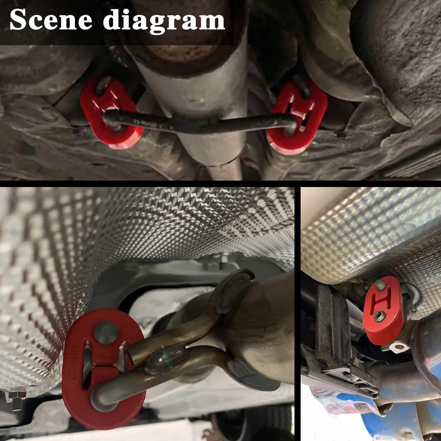 2pcs Heavy Duty Rubber Exhaust Tail Pipe Mount Bracket Hanger Bushing Insulator