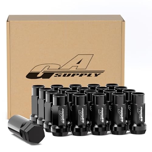 Extended Open End Lug Nuts 1.9" 48mm Tall, 17mm Hex, M14x1.5 Black Long Open
