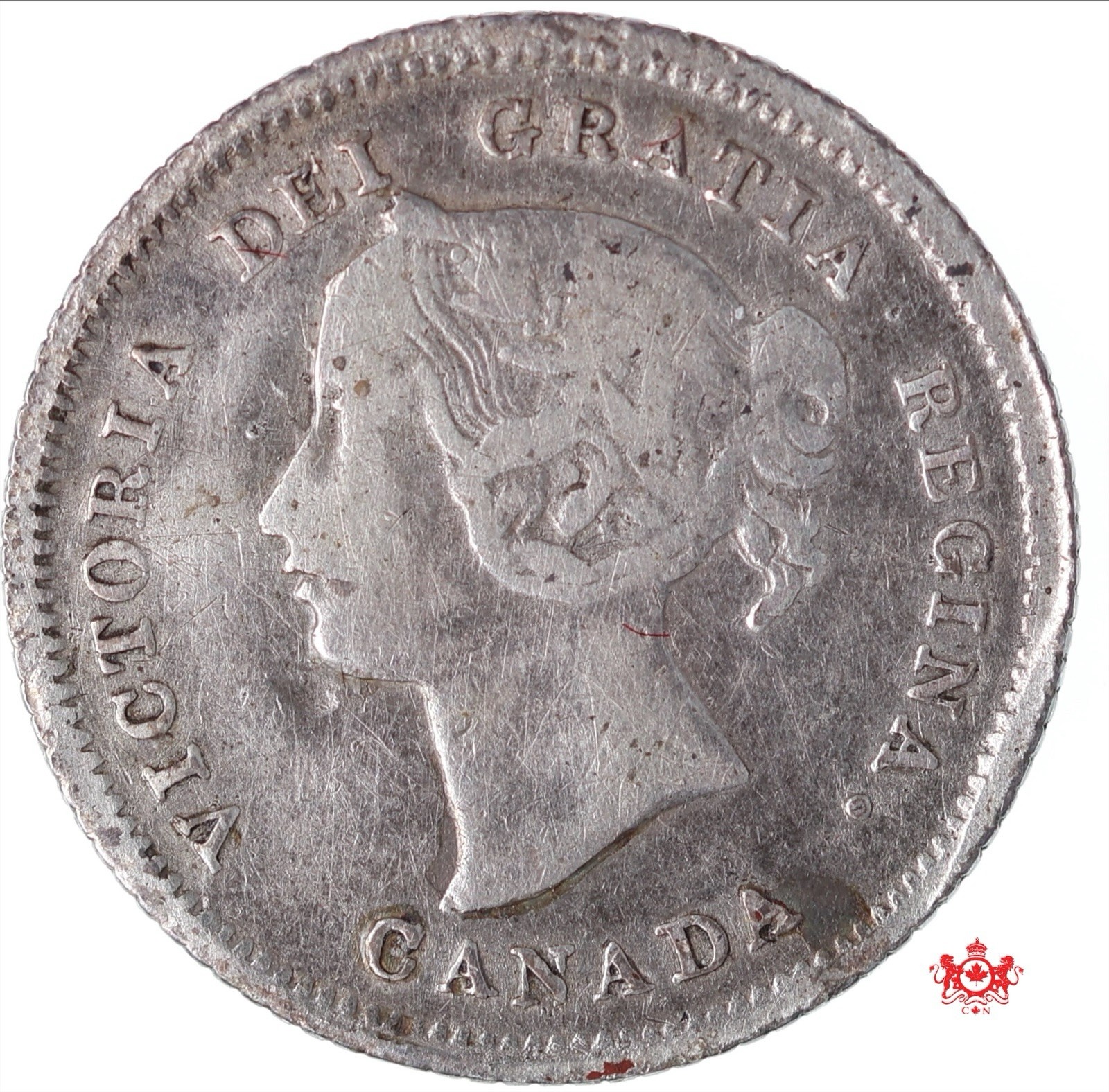 1875H Canada 5 Cents Small Date - F/VF - Slightly Bent Trend 515$ Lot#10694