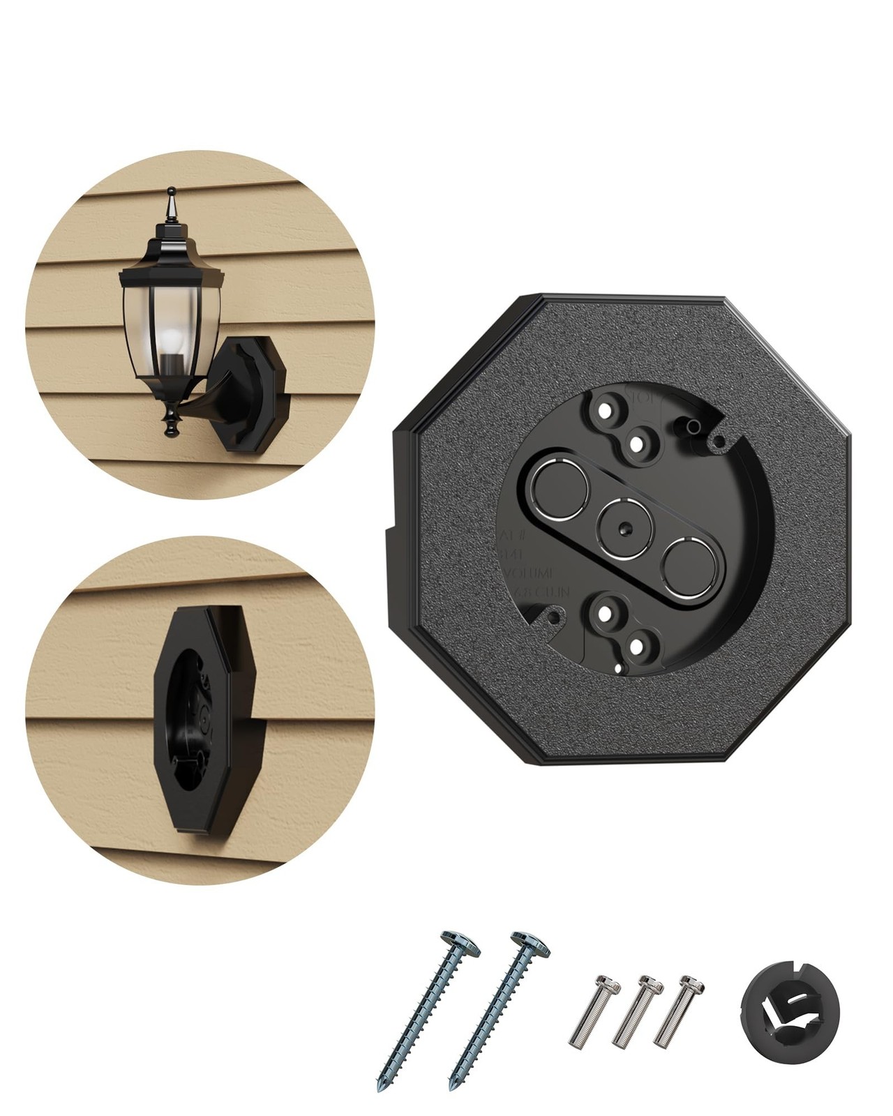 Siding Mounting Block, 8141 Black Outdoor Light Mounting Kit with Built-in El...