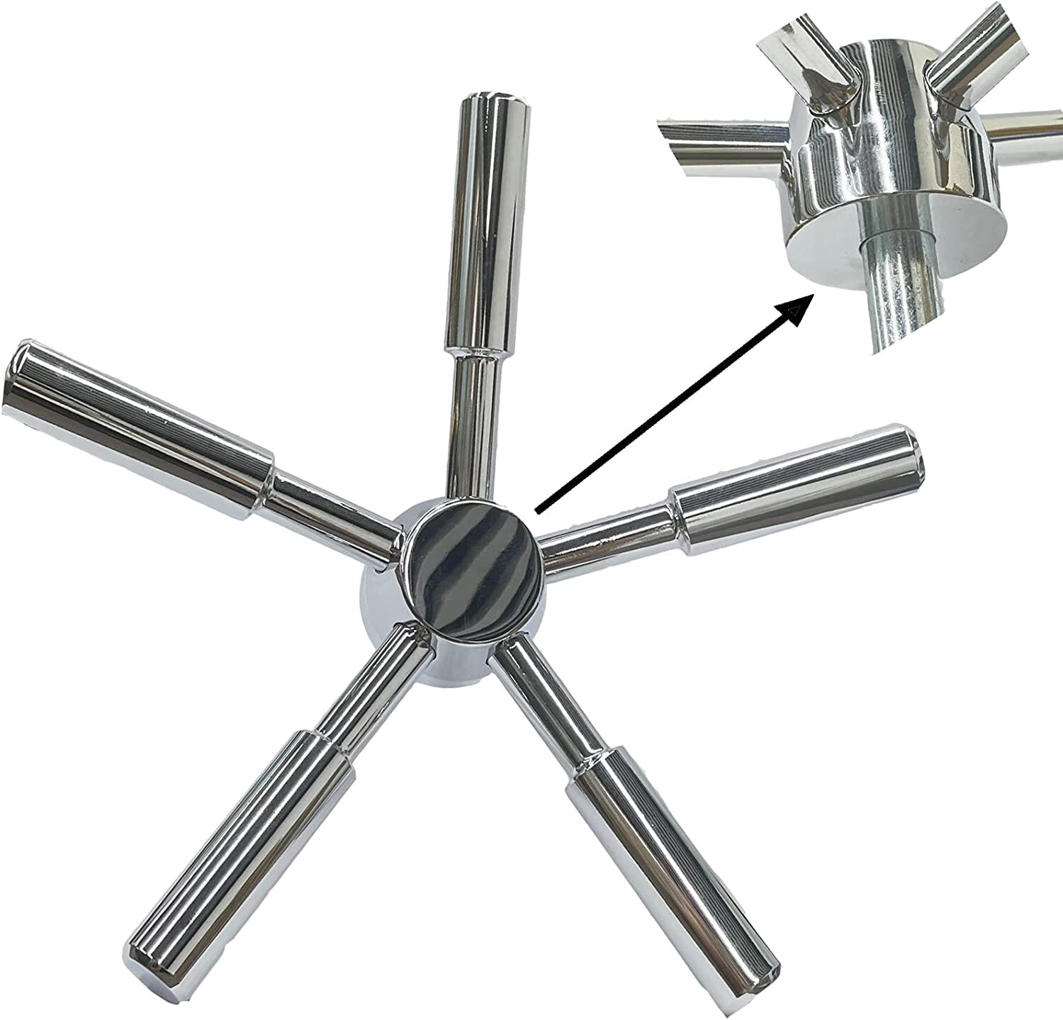 Gun Safe Handle Round Shaft 5 Spoke Gun Safe Handle With Chrome Finish