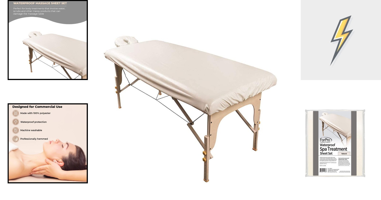 Machine Washable Waterproof Massage Table Cover - Fitted Sheet & Face Rest