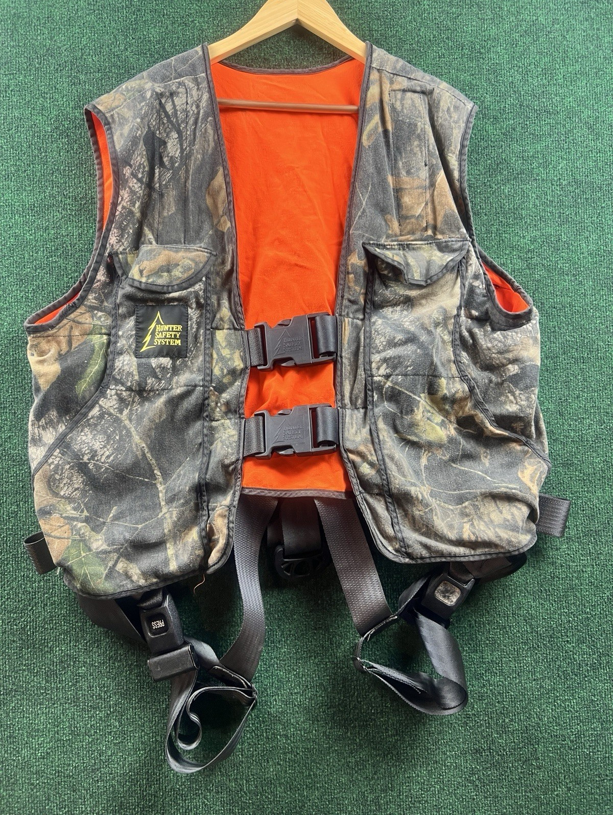 Hunter Safety System Skysten Safety Harness Vest, Padded Cotton Camo/Orange