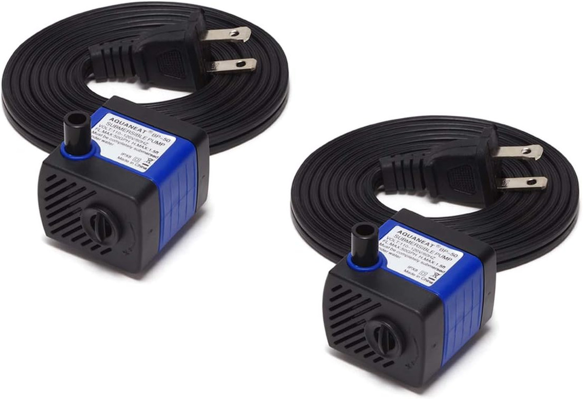 2-Pack Small Fountain Pump, 50 GPH Submersible Water Pump for Aquarium Fish Tank
