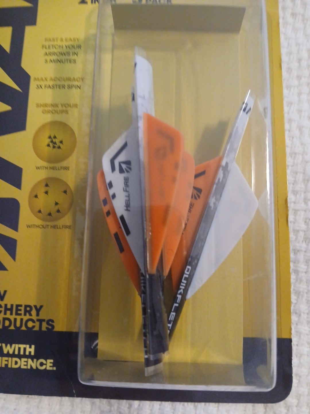 Hellfire Quickfletch Archery Hunting 2 Inch NAP Orange 3 Pack New