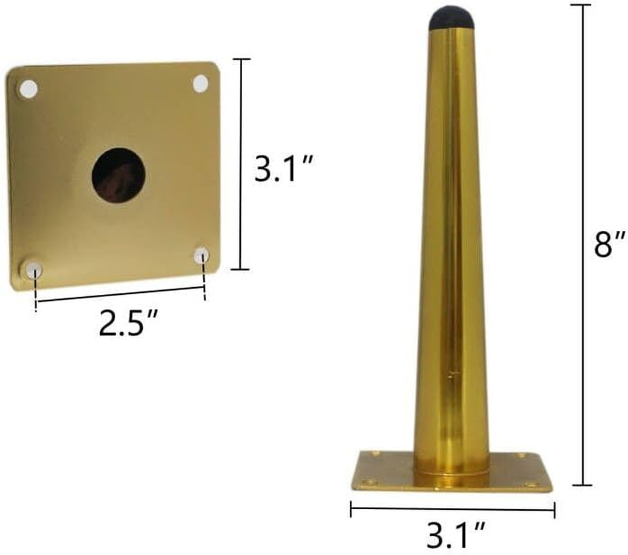 Straight Furniture Legs Replacement Metal Gold Sofa Couch...