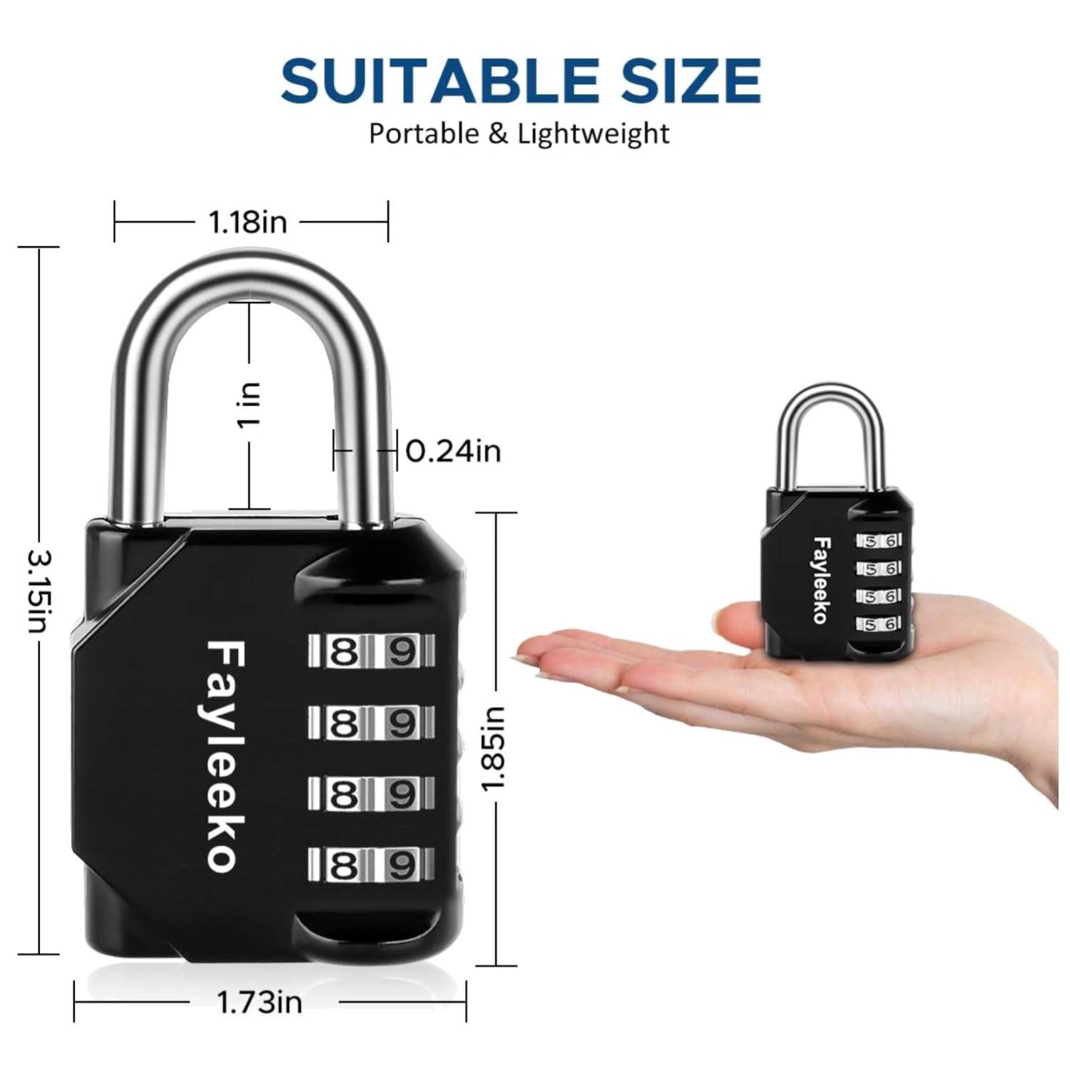 Multi-Use Resettable Combination Locks - Black Finish 4 Pack