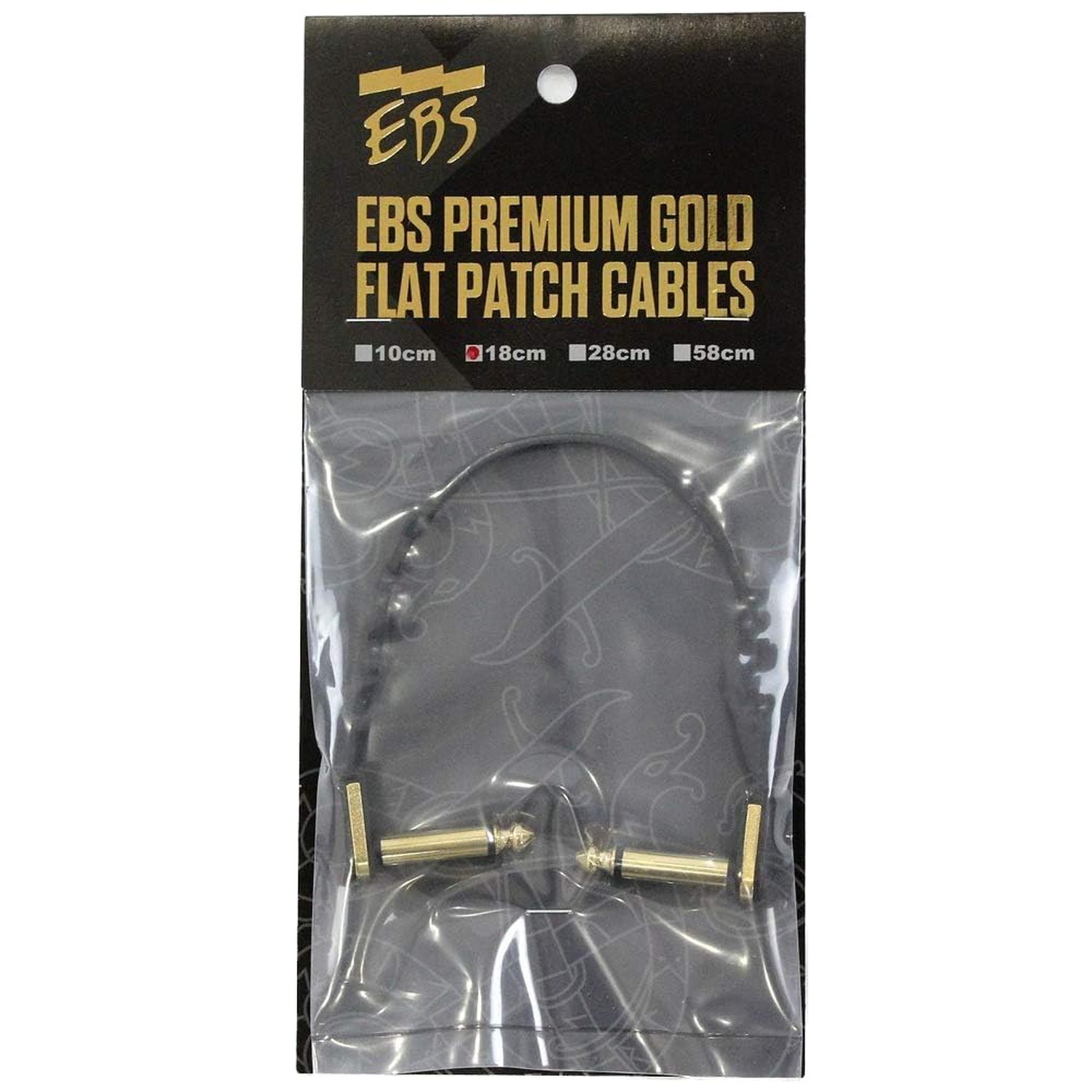 EBS PG-18 Gold Flat Patch Cable - 18 Centimeter, Angle-Angle 18cm Single Item