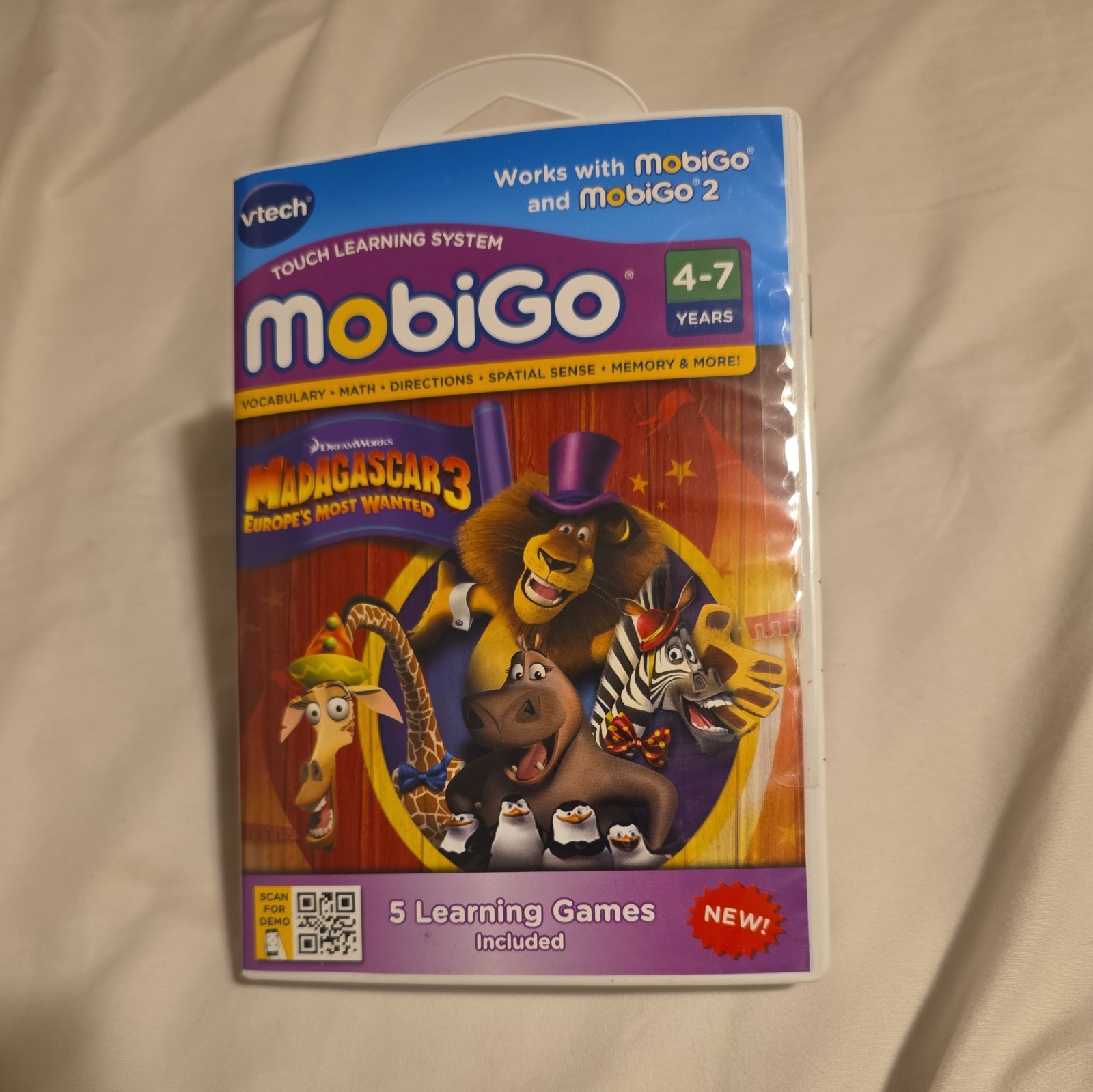 vtech Mobigo Touch Learning  DreamWorks Madagascar 3  4-7 Years  New In Case
