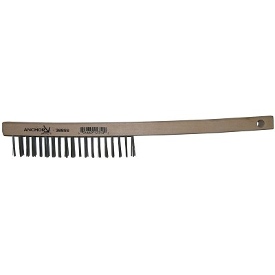 Hand Scratch Brush, 3 X 19 Rows, Stainless Steel Wire, Curved Wood Handle ORS
