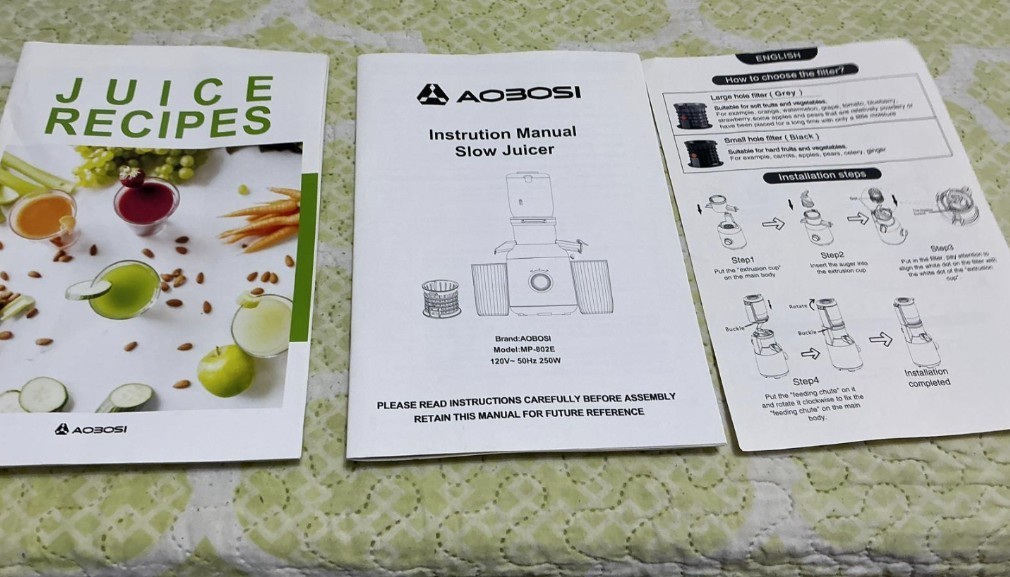 AOBOSI MP-802E Slow Juicer MP-802E Black Color 110-120v 50Hz 250W UL Plug