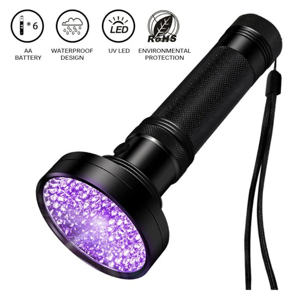 100 LED UV Flashlight Ultraviolet Blacklight Detector Handheld Torch Light 395nm