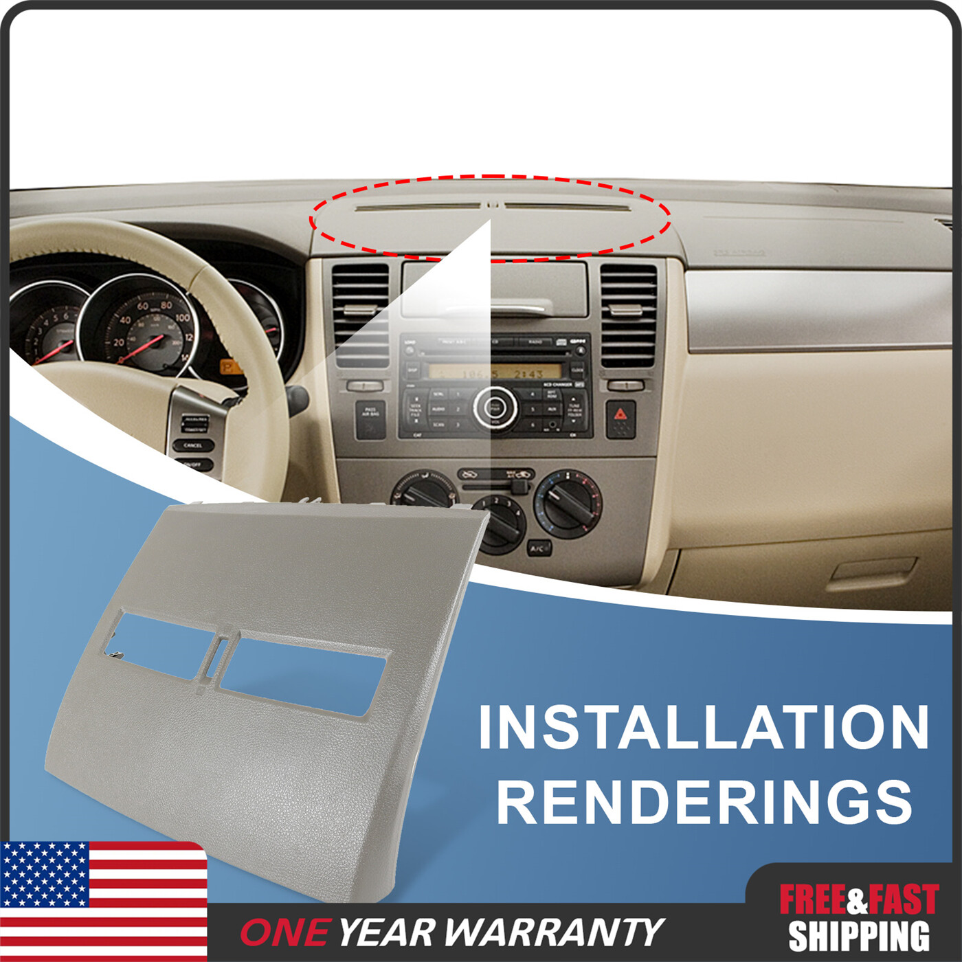 Dash Console Instrument Panel Cluster Lid Bezel Beige For Nissan Versa 07-12