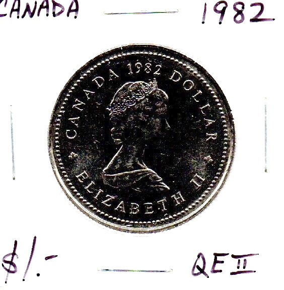 Canada 1 Dollar Coin 1982 Queen Elizabeth II As Pictured