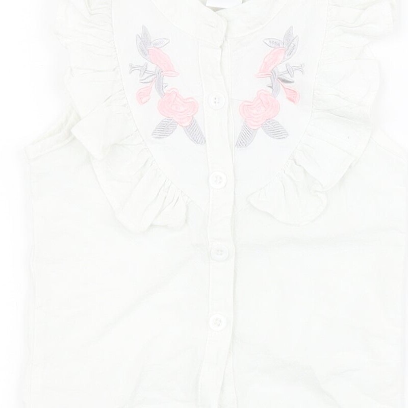 SheIn Baby White 100% Cotton Basic Button-Up Size 18-24 Months Collared Button