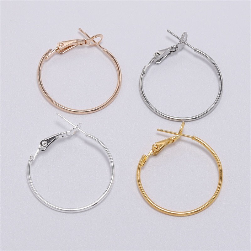 100x Platinum Iron Leverback Earwire Ring Hoop Earring Findings Crafts 20~70mm