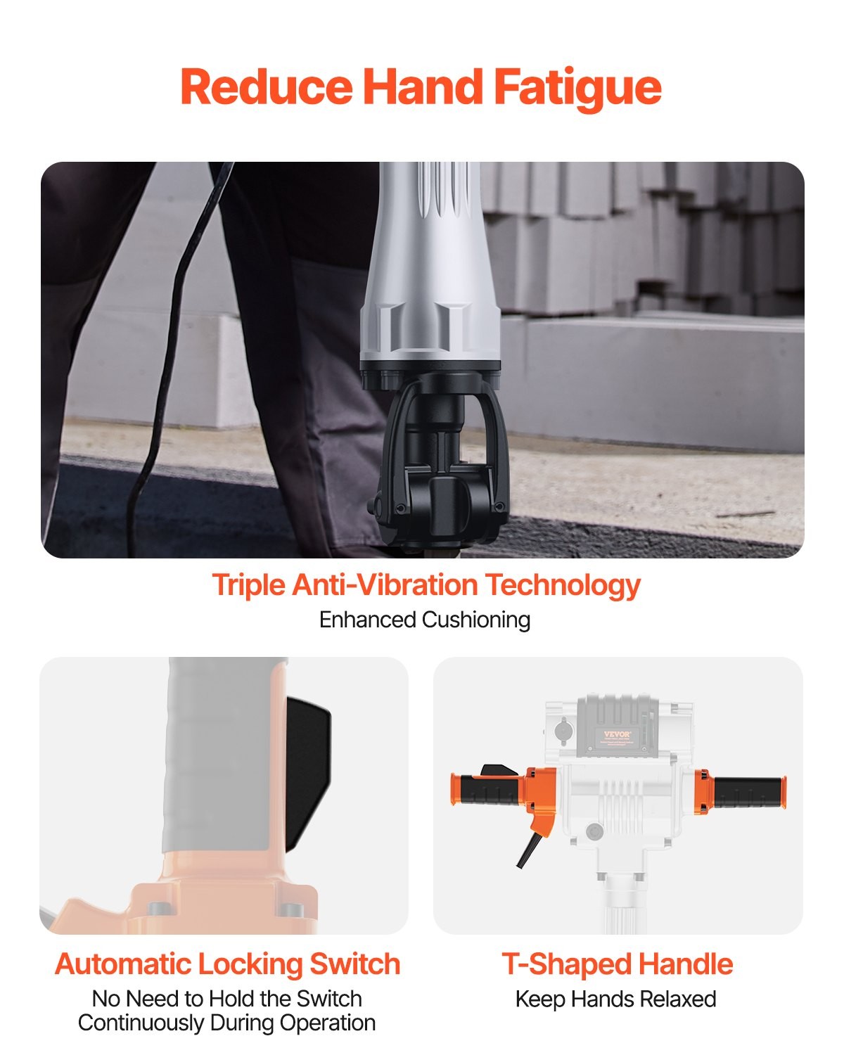 VEVOR Demolition Jack Hammer,2100W Electric Jackhammer Heavy Duty,1650 BPM Indus
