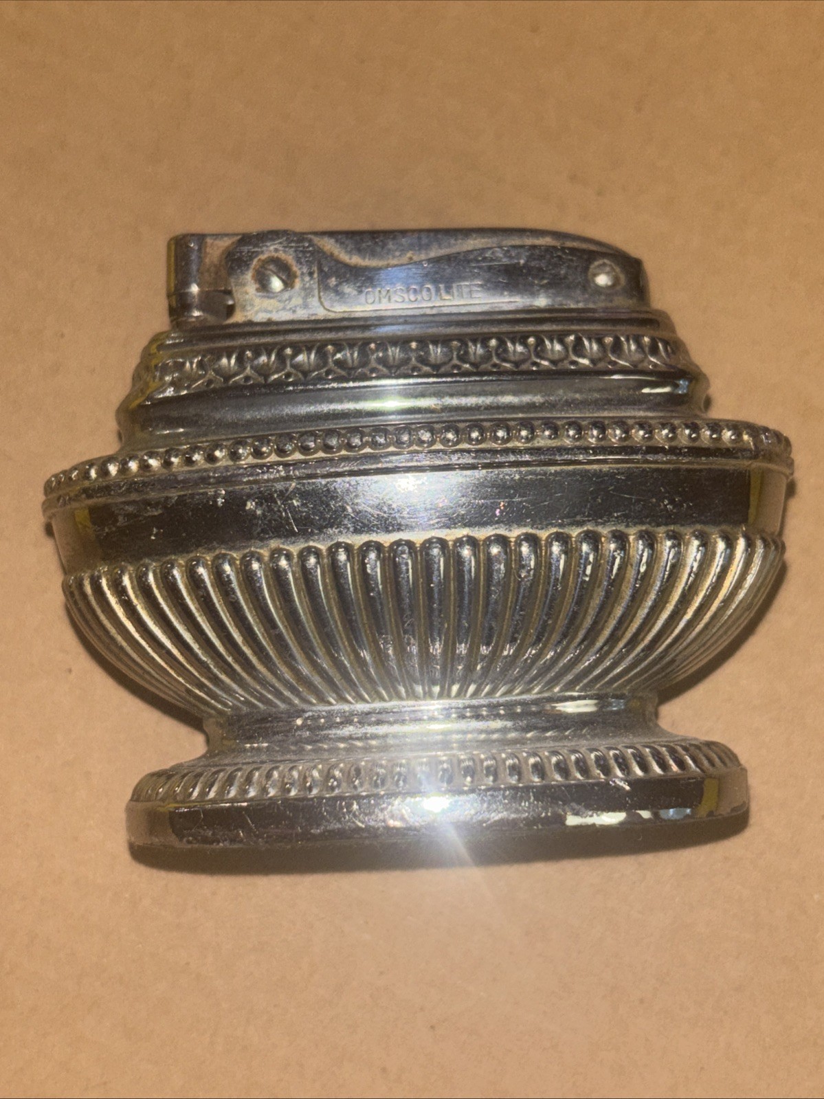 Vintage c.1960 Omscolite Superlighter Cigarette Lighter Japan Chrome