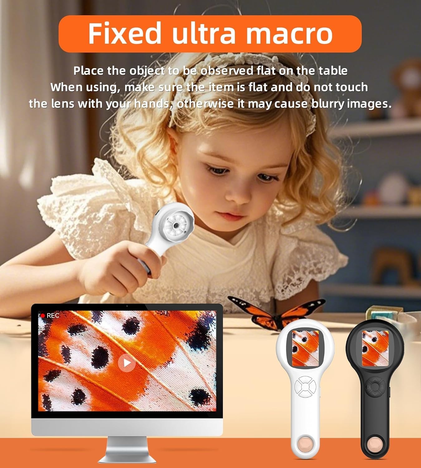 Mini Pocket Digital Microscope, Macro Fixed Focus Magnifying Glass, Portable ...