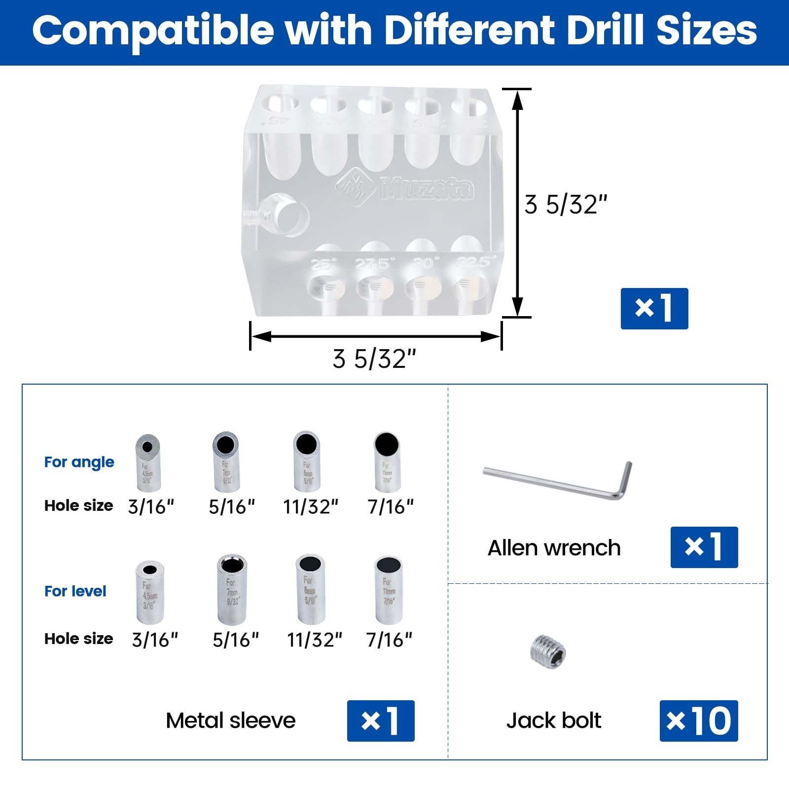 Upgraded Multi Angle Cable Railing Drill Guide Jig 25 30 35 40 45 90 Degree P...