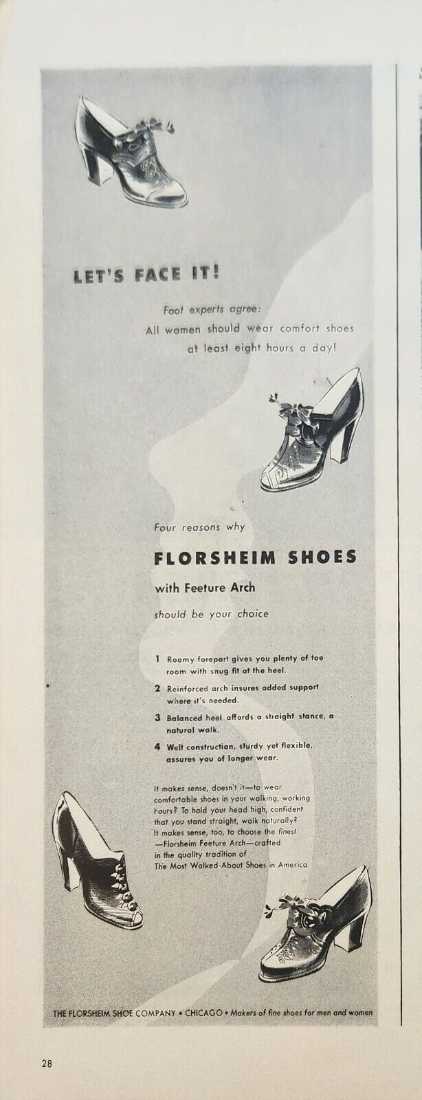 1947 Florsheim Shoes Vintage ad lets face it