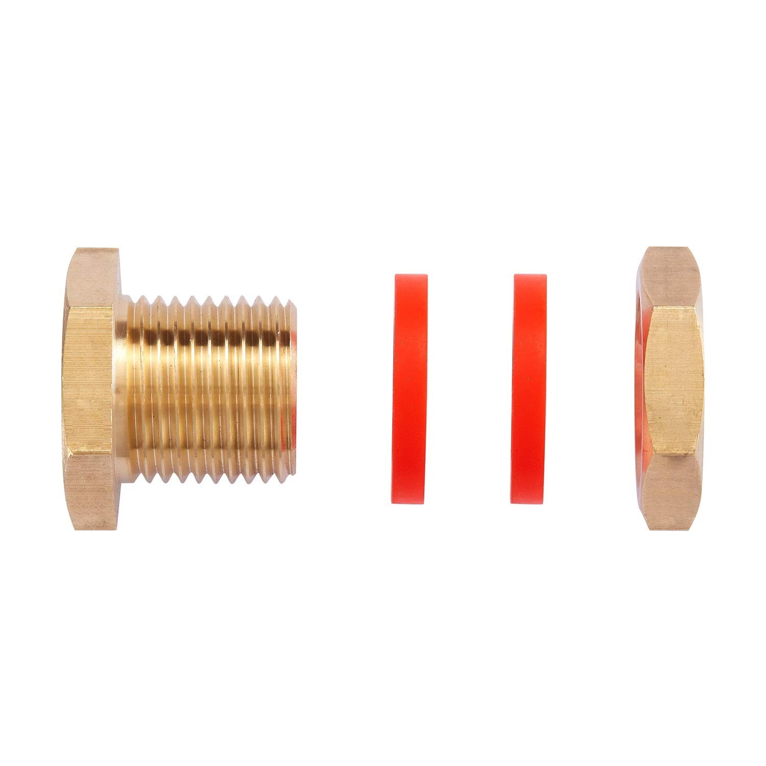 2 PCS Brass Bulkhead Coupling Both End 1/4" NPT Female,Outer Diameter