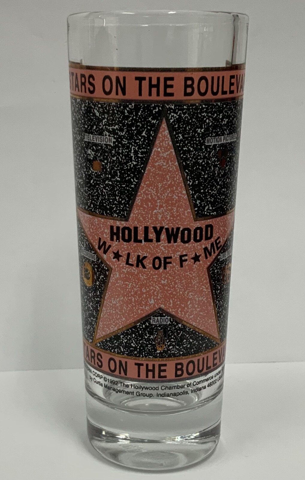 Hollywood Walk of Fame Karol Western Corp 1992 Stars on The Boulevard Shot Glass