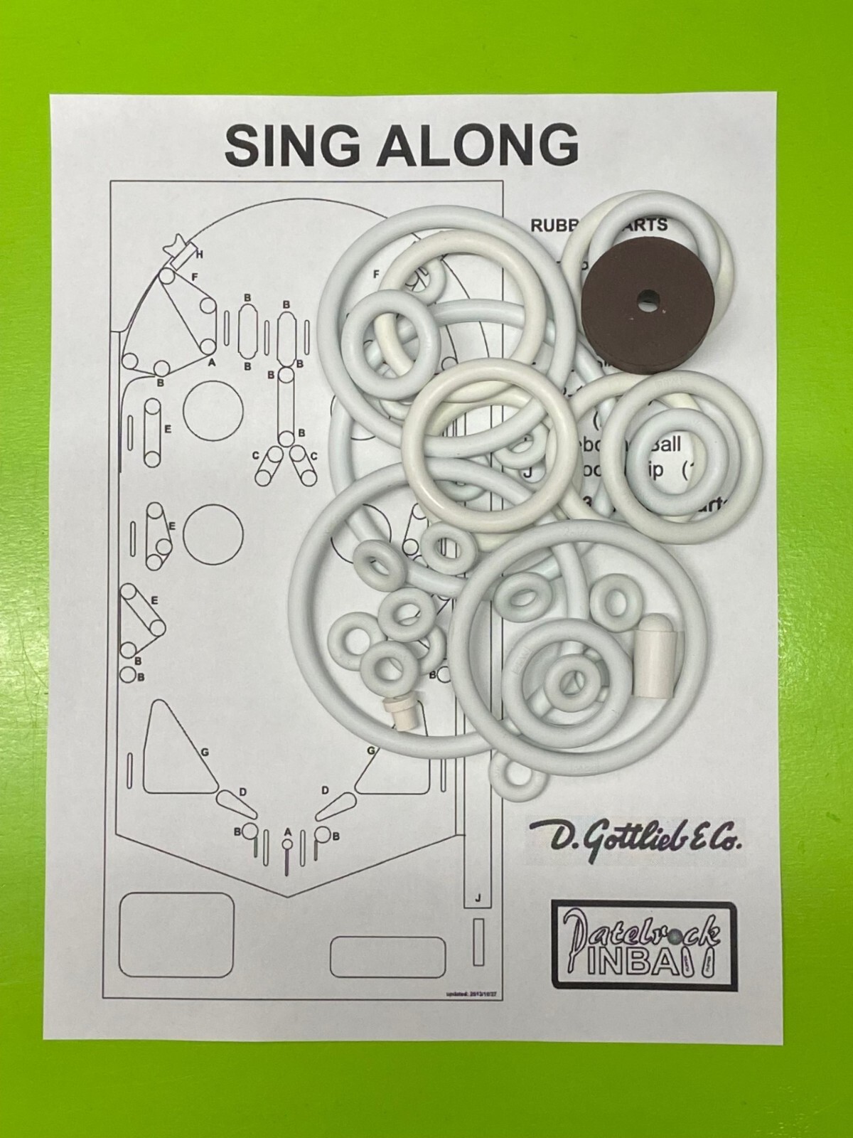 1967 Gottlieb Sing Along Pinball Machine Rubber Ring Kit