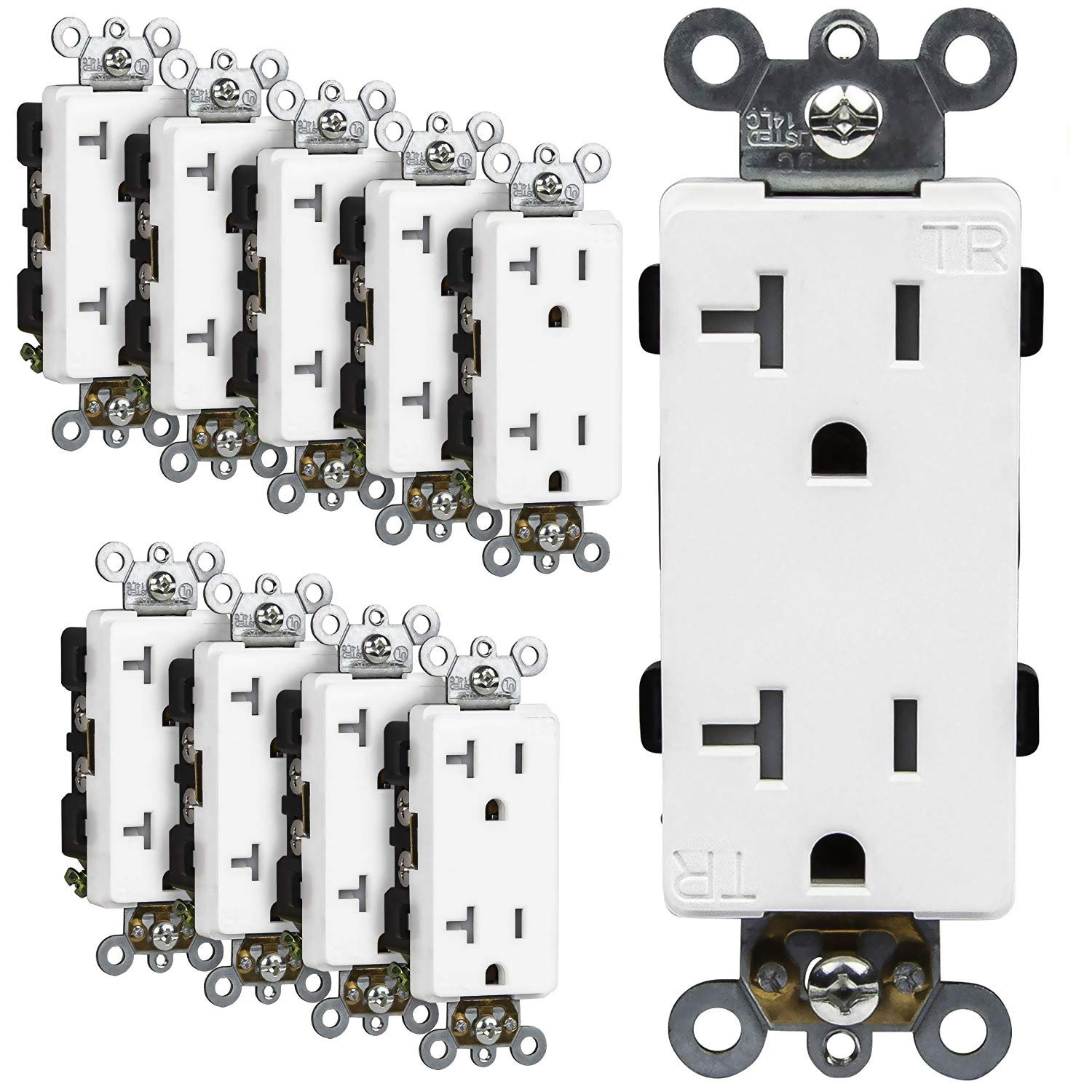 Industrial Grade Decorator Outlet, 20A 125V, Tamper-Resistant Duplex Receptacle,