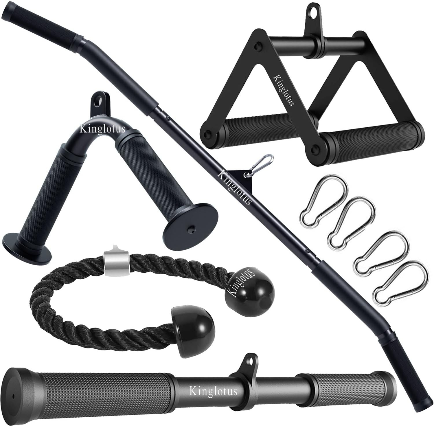Home Gym Cable Attachment Set – 39in Lat Pulldown, D-Handles & Bars