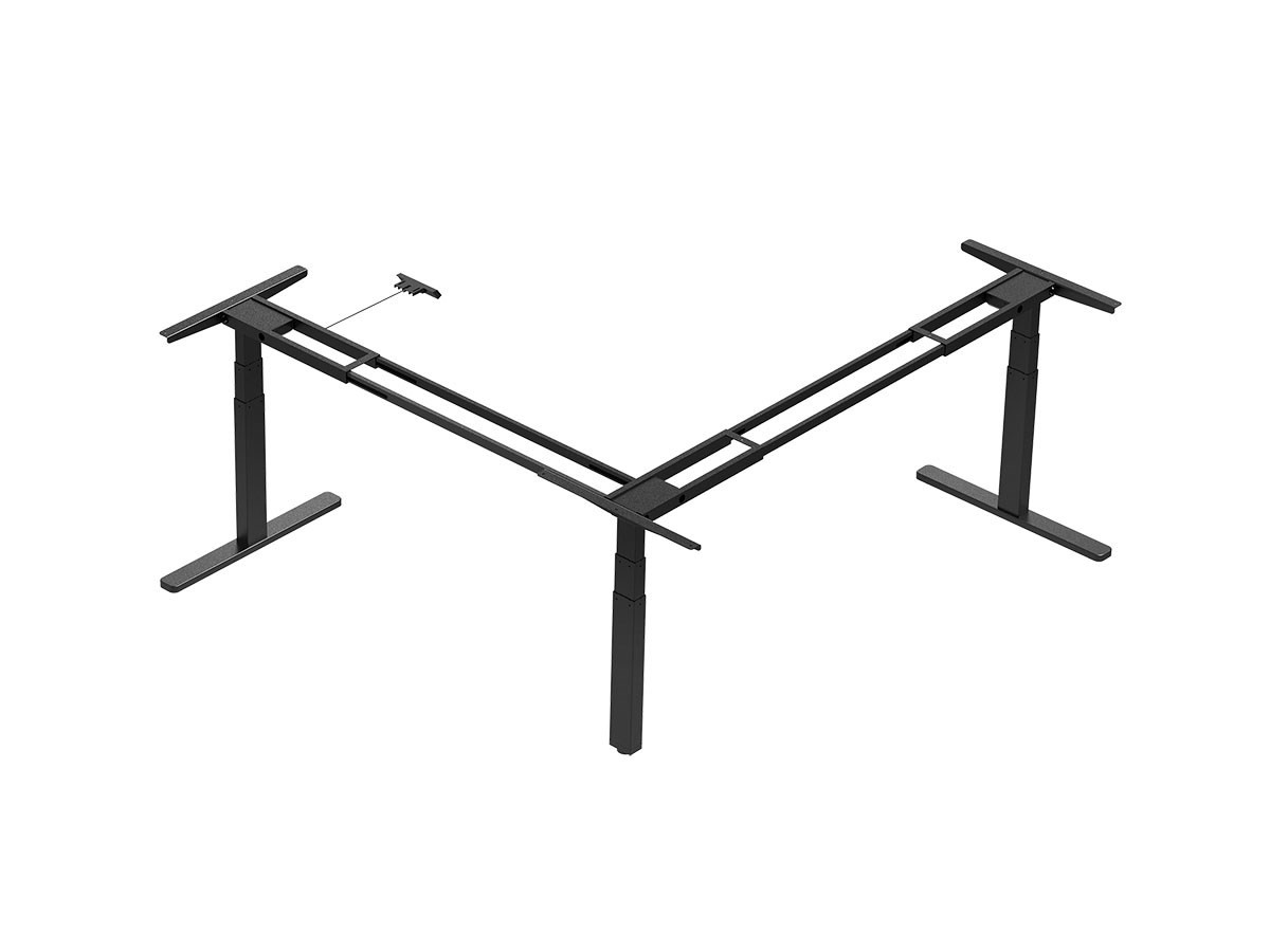 Monoprice Triple Motor Height Adjustable Sit-Stand Corner Desk Frame - Black