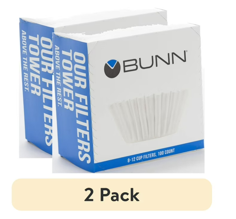 (2 pack) BUNN 8-12 Cup Home Model Coffee Filters, White, Basket style(100 Count)