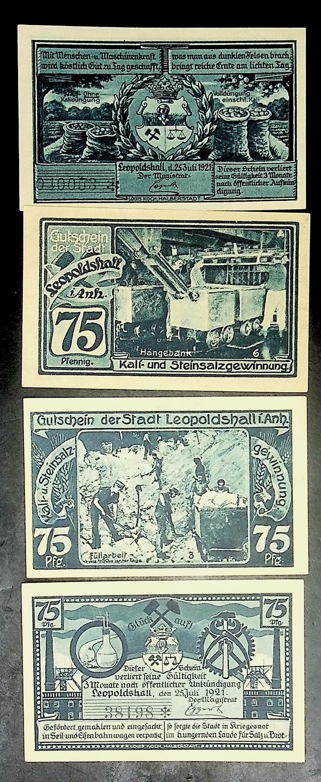 1921 Germany LEOPOLDSHALL 75 Phennig Banknote / Notgeld