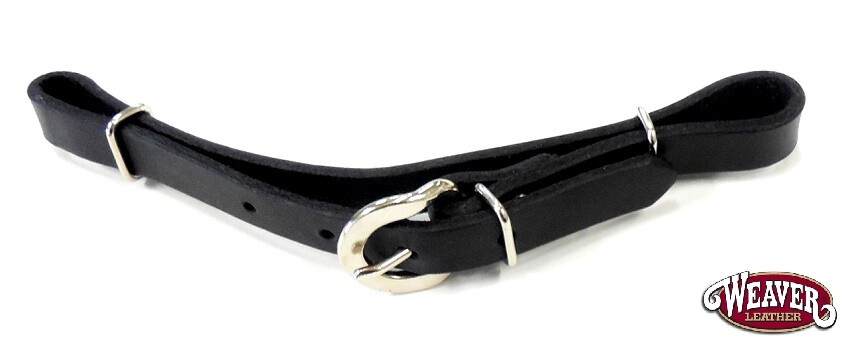 Straight Black Leather Curb Strap w/Rounded Buckle by Weaver Leather USA