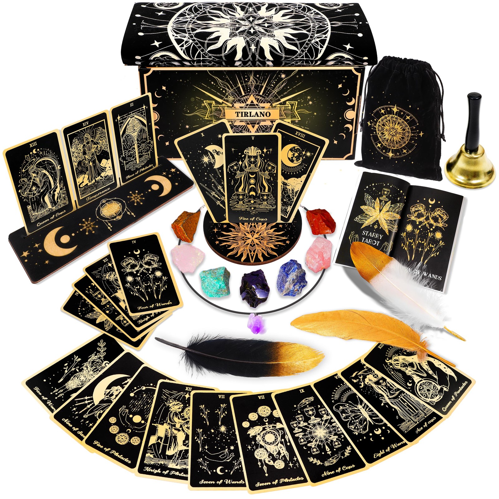 78 Tarot Cards with Guidebook - Deck Gift Set Medium, Black