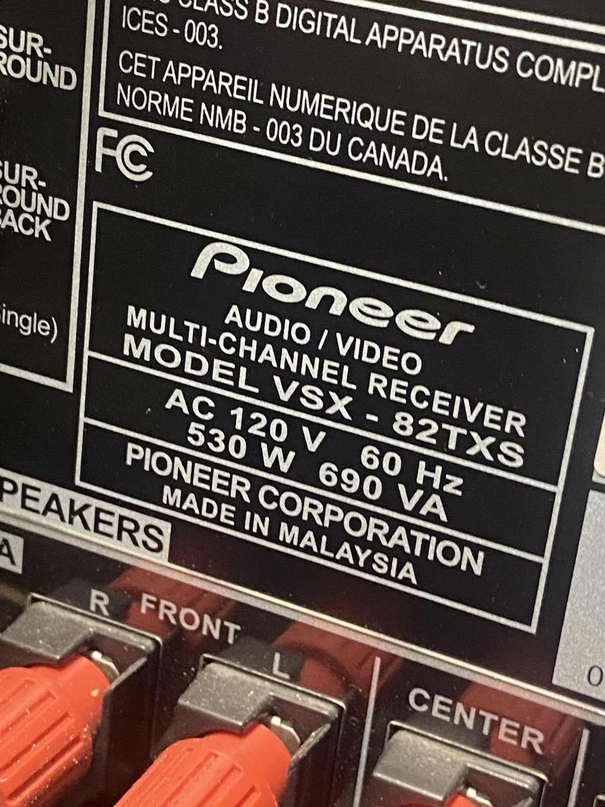 Pioneer Elite VSX-82TXS Receiver, WITH REMOTE bundle