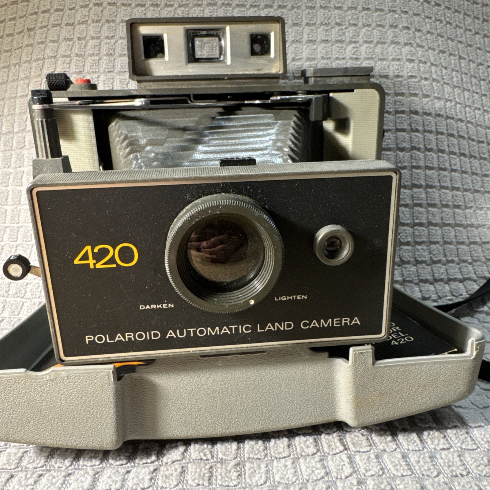 Polaroid 420 Automatic Land Folding Film Camera + Cover UNTESTED VTG