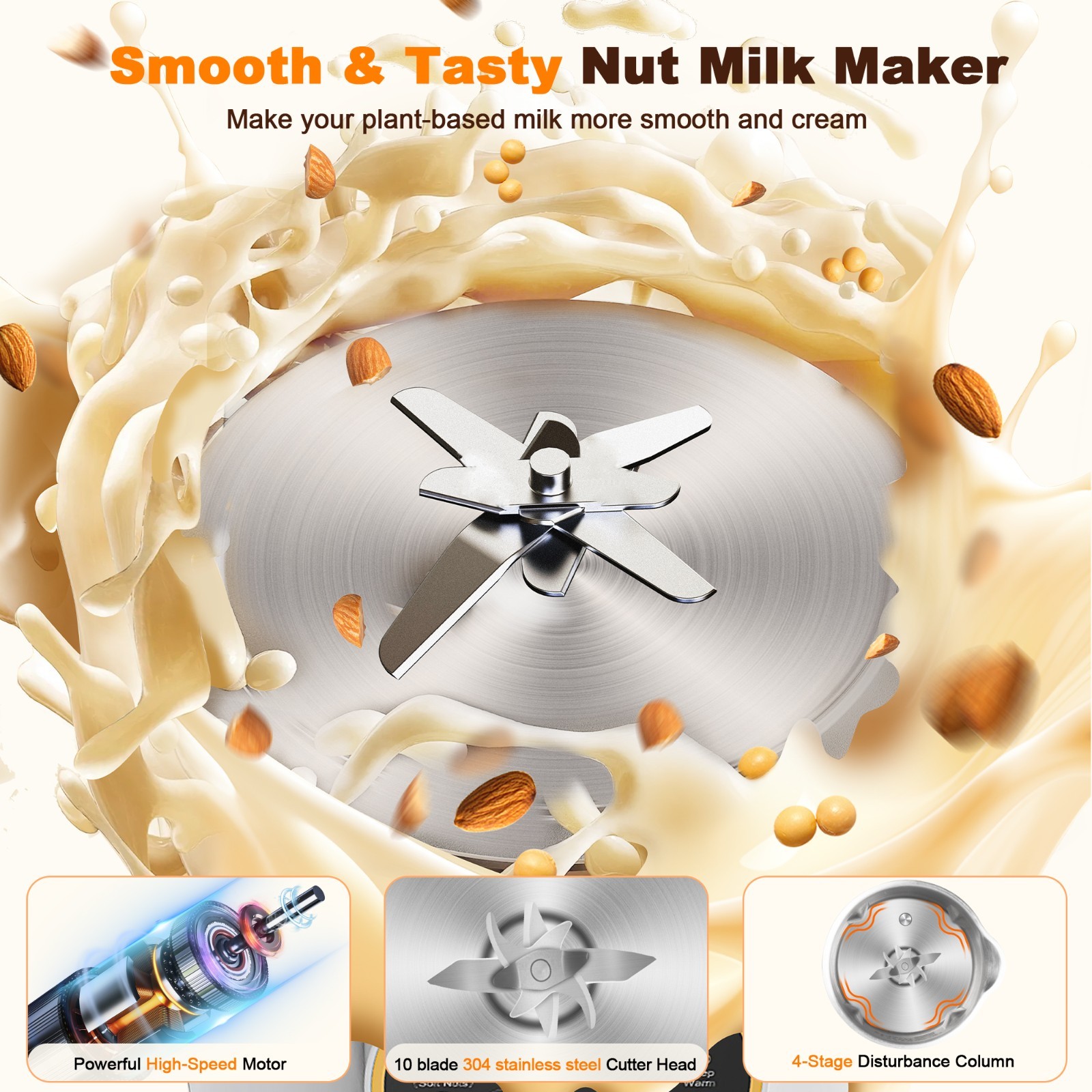 Moreblue 10-in-1 Automatic Nut Milk Maker, 34oz Soy Milk Maker Machine
