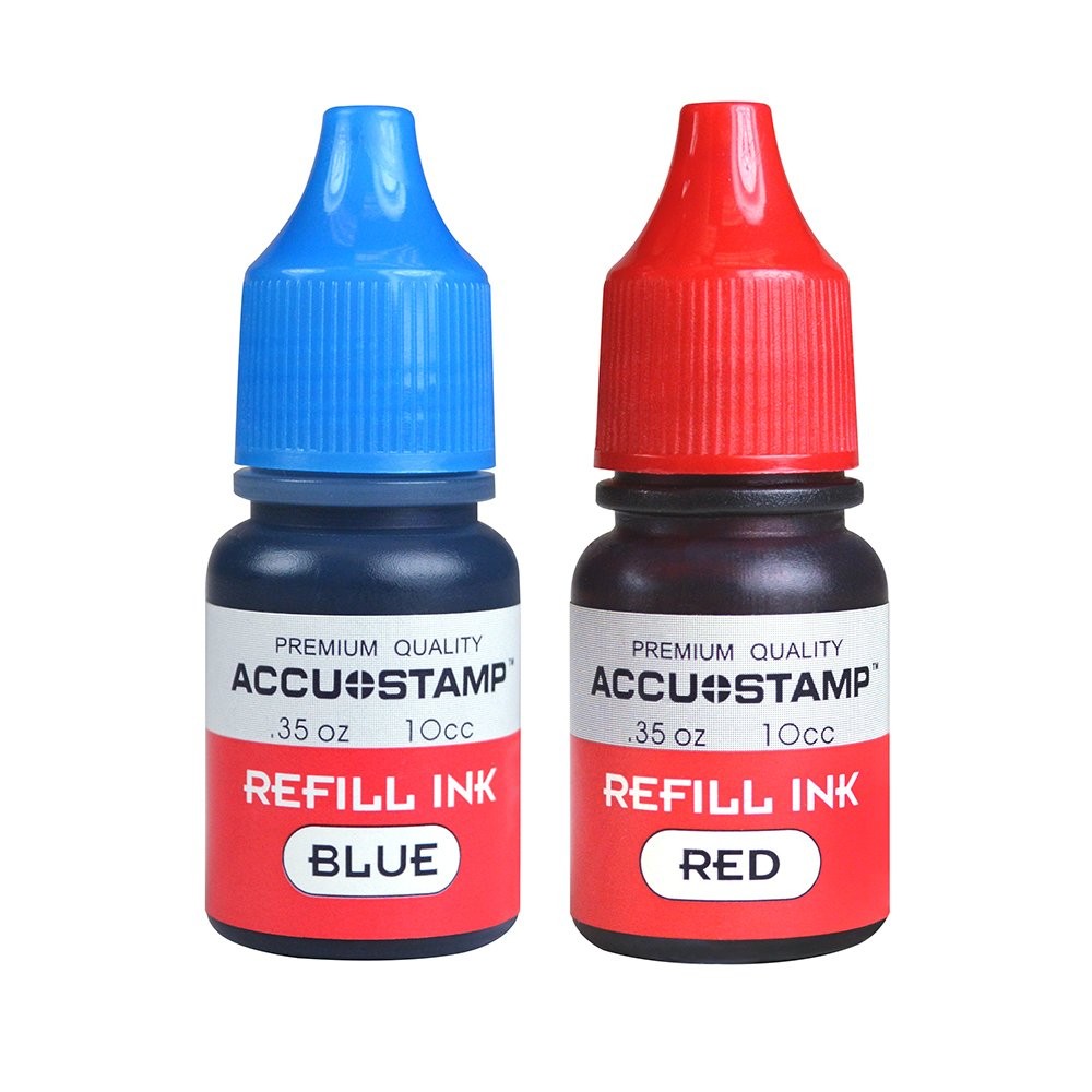 Accu-stamp Ink Refill, Pre-inked, Red & Blue