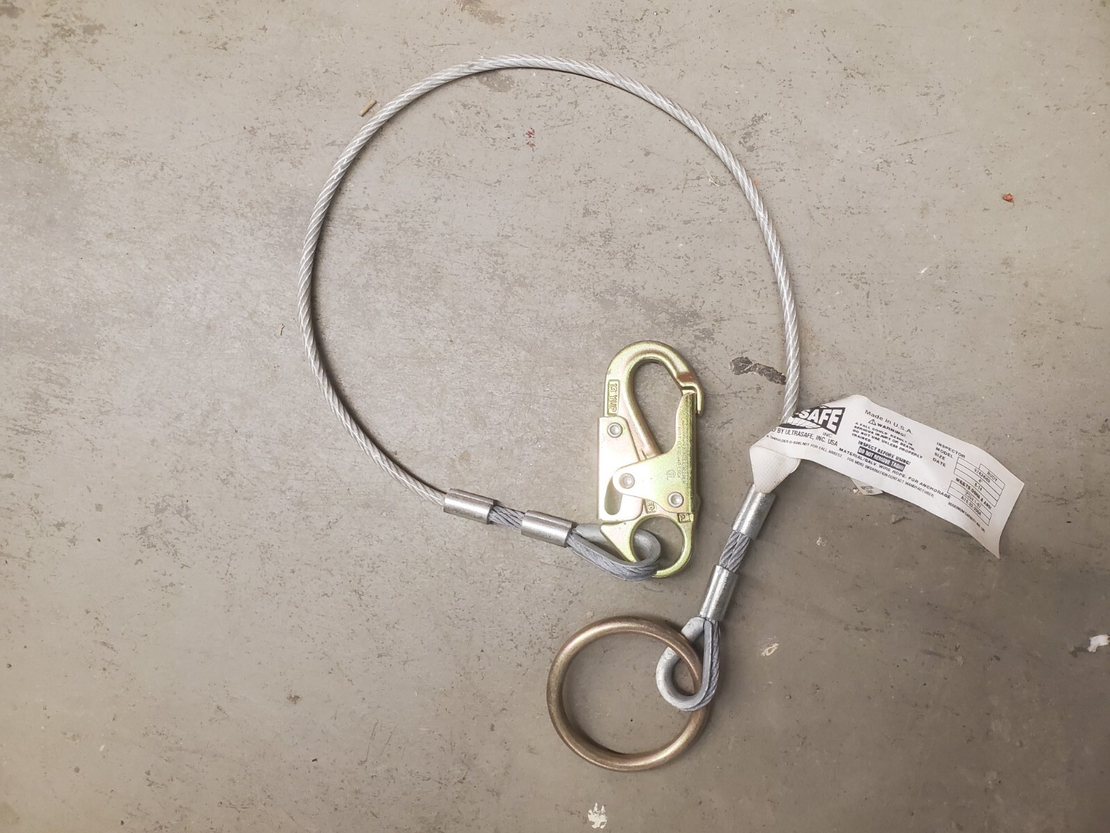 ULTRA-SAFE 97424HR 4' D-RING CHOKER ANCHOR CABLE EXTENDER USA 🇺🇸  SALA