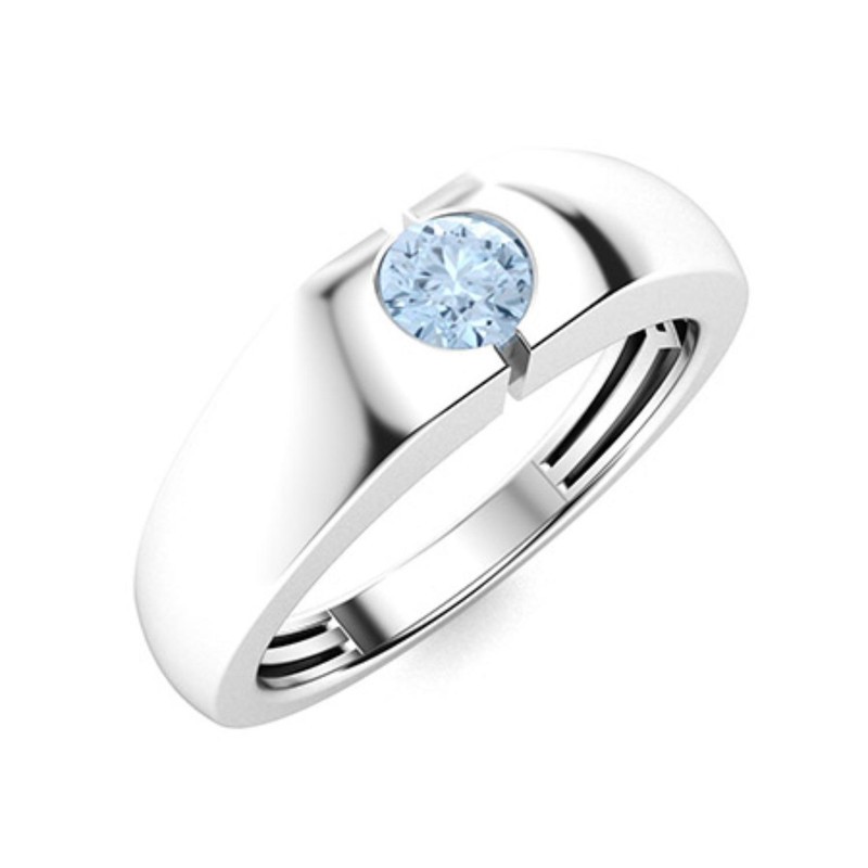 925 Silver Aquamarine Stone Sister Solitaire Promise Wedding Ring Jewelry